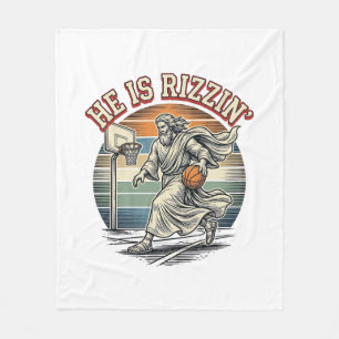 Er ist Rizzin Vintage Basketball religiöses T-Shir Fleecedecke