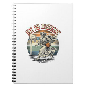Er ist Rizzin Vintage Basketball religiöses T-Shir Notizblock