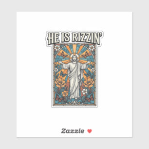 Er ist Rizzin Vintage Ostern Buntglas-Shirt De Aufkleber