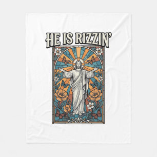 Er ist Rizzin Vintage Ostern Buntglas-Shirt De Fleecedecke