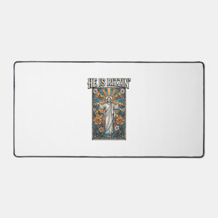 Er ist Rizzin Vintage Ostern Buntglas-Shirt De Schreibtischunterlage