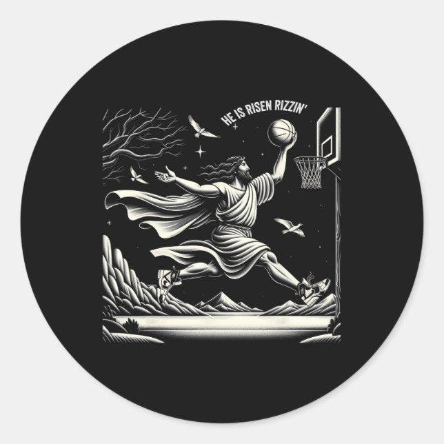 Er ist Rizzinser Osterfeier Jesus Christlicher Gla Runder Aufkleber (Vorderseite)