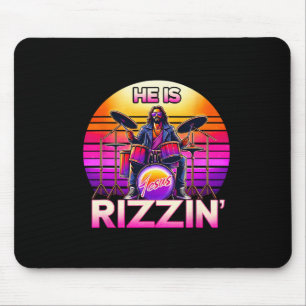 Er ist Rizzinsus Jesus hat Rizzen Retro Christlich Mousepad