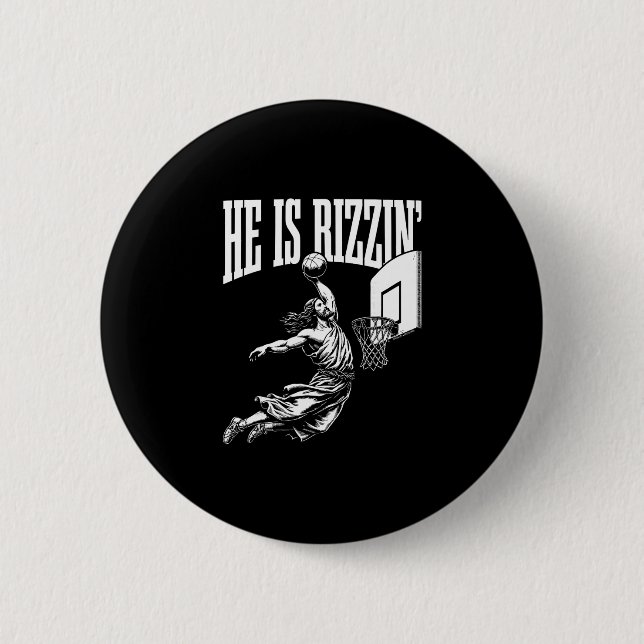 Er ist witzig Jesus Skelett Meme Ostern Christ Button (Vorderseite)