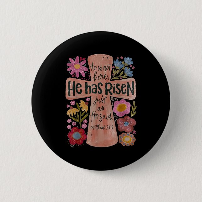 Er ist zu Christlichen Ostern Boho Floral Button (Vorderseite)
