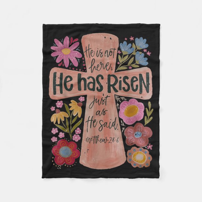 Er ist zu Christlichen Ostern Boho Floral Fleecedecke (Vorderseite)