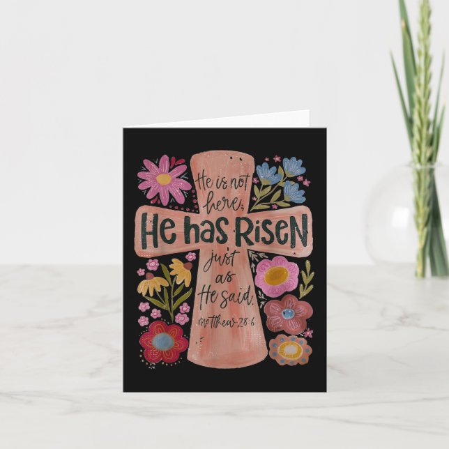 Er ist zu Christlichen Ostern Boho Floral Karte (Vorderseite)
