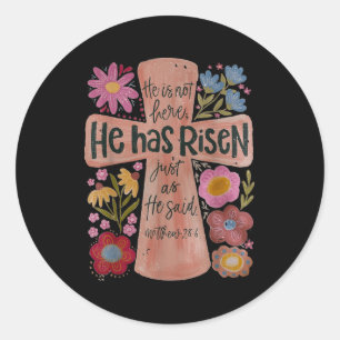Er ist zu Christlichen Ostern Boho Floral Runder Aufkleber