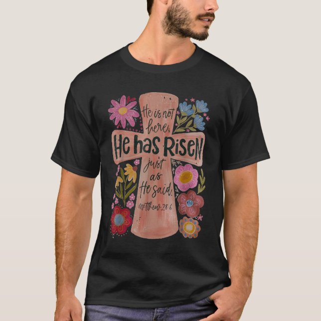 Er ist zu Christlichen Ostern Boho Floral T-Shirt (Vorderseite)