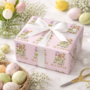 Er ist zu Ostern floral Geschenkpapier