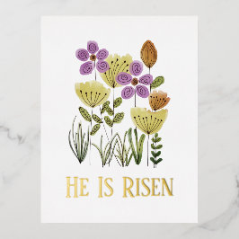 Er ist zu Ostern florale Kirchendienste Folien Feiertagspostkarte
