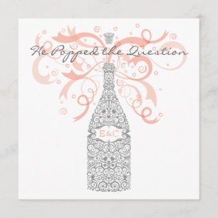 Er knallte die Frage - Silber u. Pfirsich Einladung