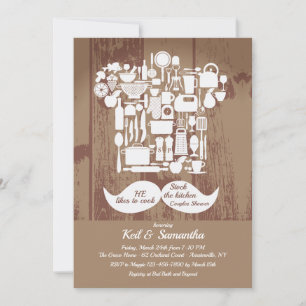 Er kocht gerne Brautparty Einladung