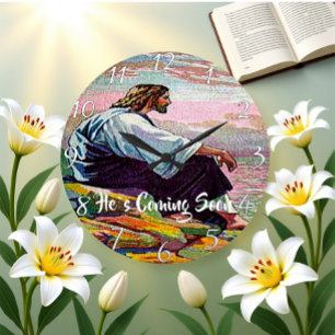 ER KOMMT BALD Christlicher Glaube Große Wanduhr