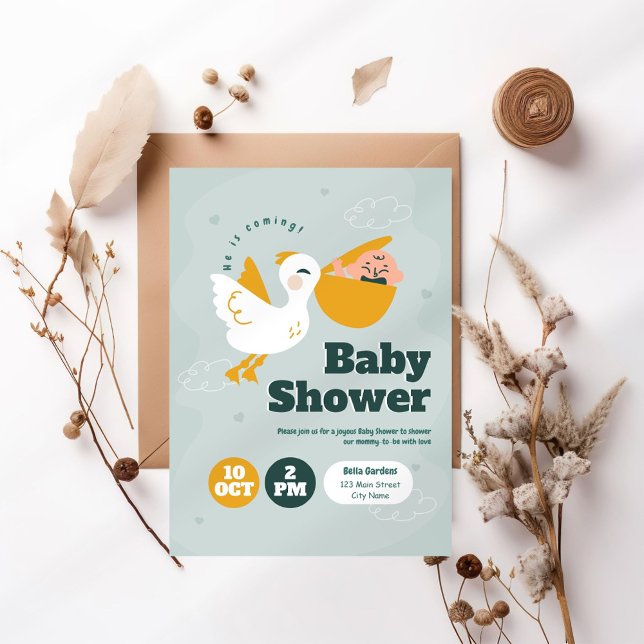 Er kommt! Einladung der Babydusche (Von Creator hochgeladen)