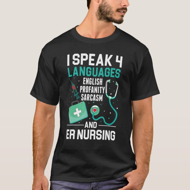 ER Krankenpflege ich spreche 4 Sprachen Notfallver T-Shirt (Vorderseite)