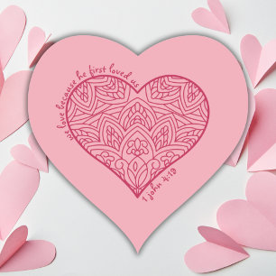 Er liebte uns zuerst 1 John 4:19 Christlich Red He Herz-Aufkleber