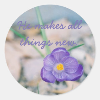 Er macht alles neu runder aufkleber