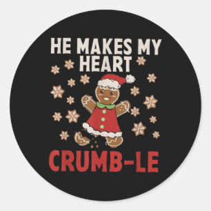 Er macht mein Herz Crumb-le Weihnachten Weihnachte Runder Aufkleber