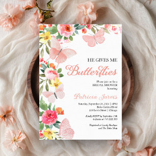 Er Macht Mich Schmetterlinge Brautparty Blumenstra Einladung