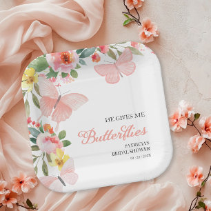 Er Macht Mich Schmetterlinge Brautparty-Blumenstra Pappteller