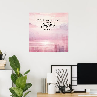"Er machte alles Schöne Wasserfarbe" Sonnenunterga Poster