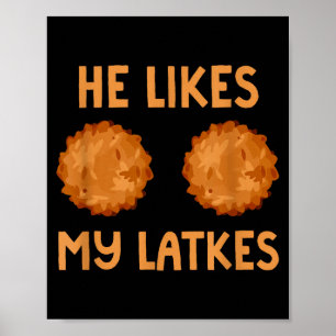 Er mag meine Latkes Hanukkah-Paar passendes Jüdisc Poster