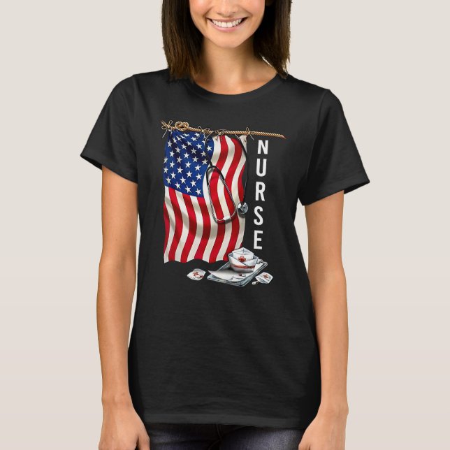 ER Nurse 4th of July American Flag Patriotic USA S T-Shirt (Vorderseite)