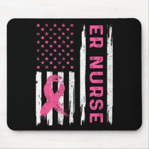 ER Nurse American Flag Nurse Breast Cancer Awarene Mousepad