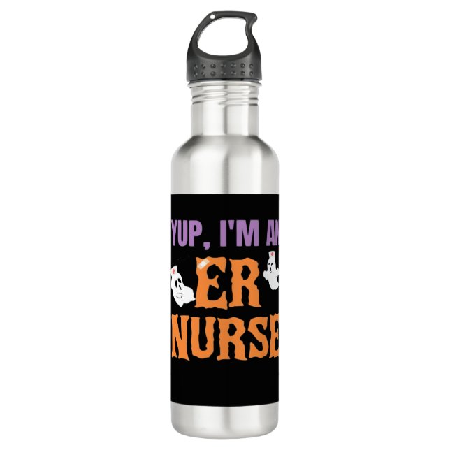 ER Nurse Boo Crew Emergency Room Nurbreak Hallowee Edelstahlflasche (Vorderseite)