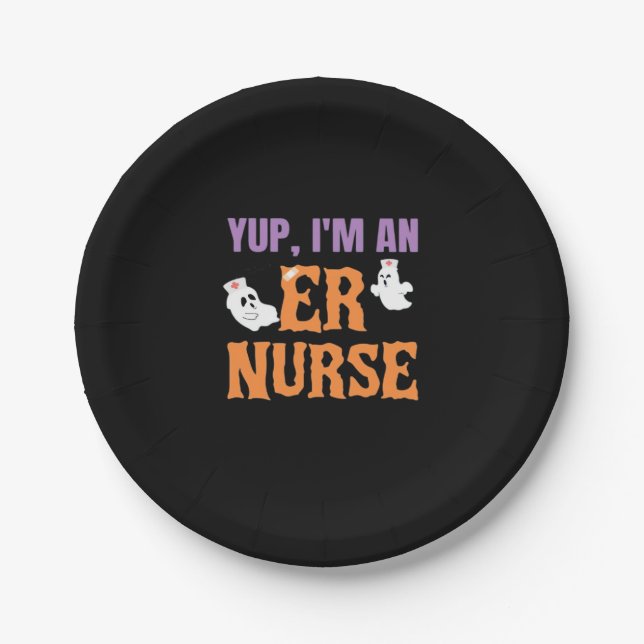 ER Nurse Boo Crew Emergency Room Nurbreak Hallowee Pappteller (Vorderseite)