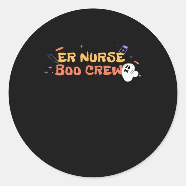 ER Nurse Boo Crew Emergency Room Nurbreak Hallowee Runder Aufkleber (Vorderseite)