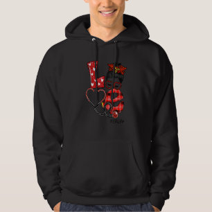 Er Nurse Kariert Leopard Liebe Herz Messy Bun Nur Hoodie