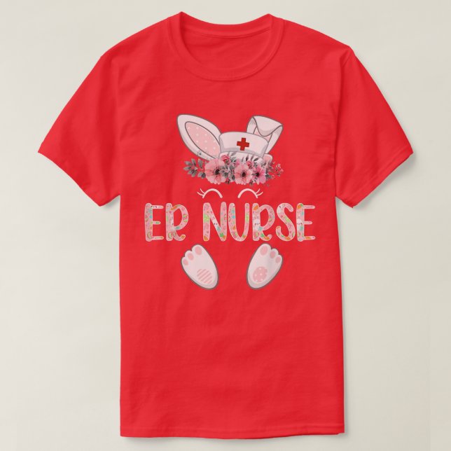ER Nurse Oster Nurse Floral Bunny T-Shirt (Design vorne)