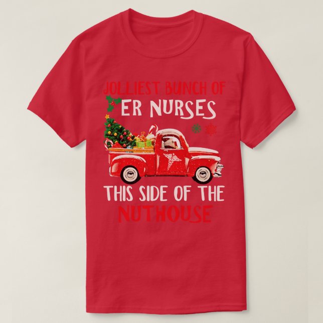 ER Nurse Red Truck Frohe Weihnachts Sweater Happy  T-Shirt (Design vorne)