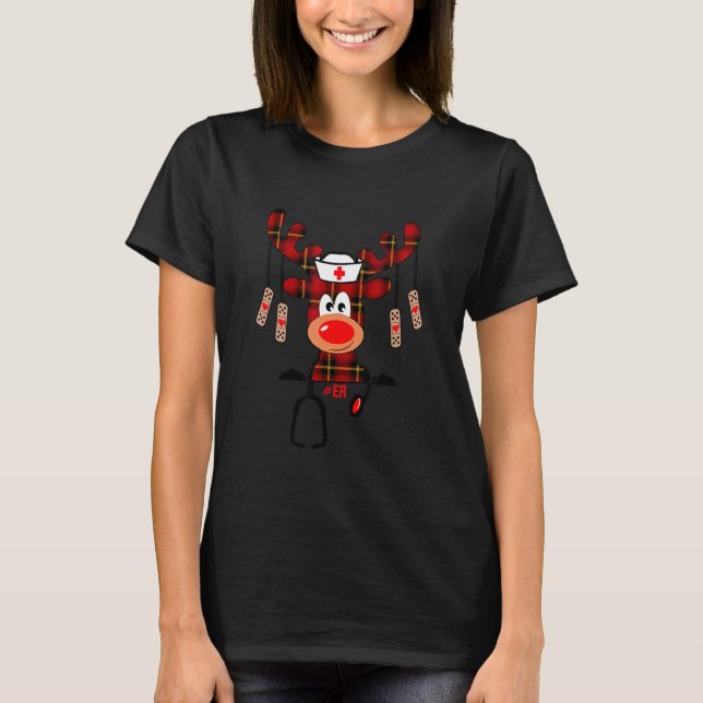 ER Nurse Reindeer Nurse Health Christmas Outfit fo T-Shirt (Vorderseite)