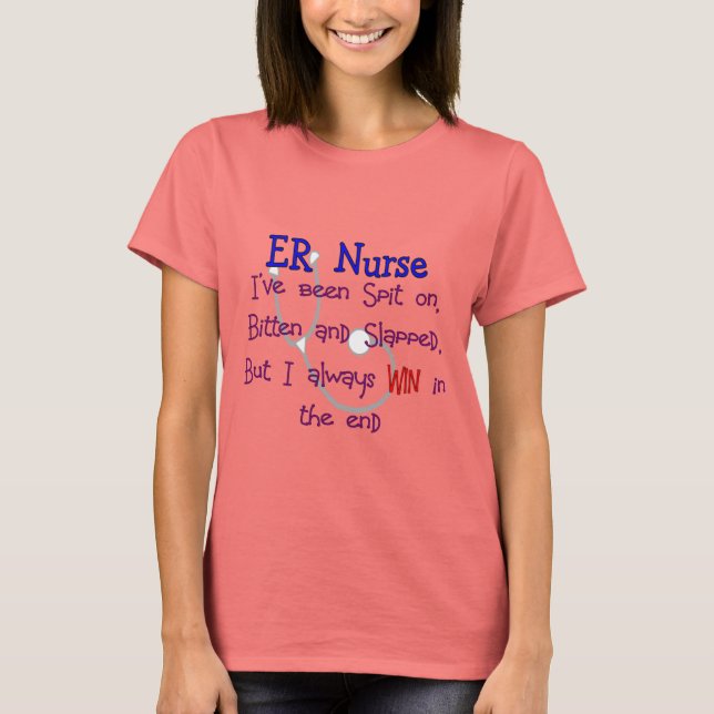 ER Nurse "SPIT ON BITTEN and SLAPPED" T-Shirt (Vorderseite)