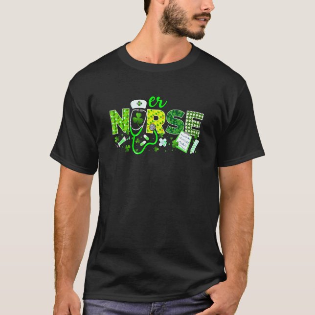 Er Nurse St Patricks Day Liebe Stethoscope Rn Nurs T-Shirt (Vorderseite)
