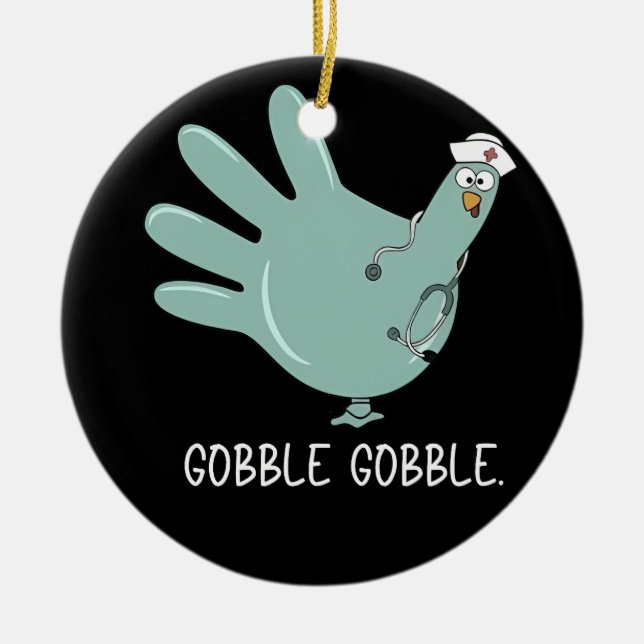 ER Nurse Turkey Gobble Squad ER Nurse Erntedank Keramik Ornament (Vorne)