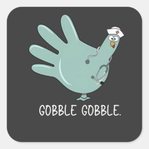ER Nurse Turkey Gobble Squad ER Nurse Erntedank Quadratischer Aufkleber