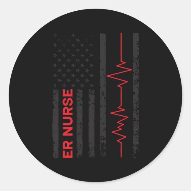 Er Nurse US Flag Emergency Nurgency Room Nu Runder Aufkleber (Vorderseite)