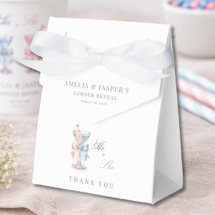 Er oder Sie Aquarell Rosa Blaues Band Geschlechter Geschenkschachtel