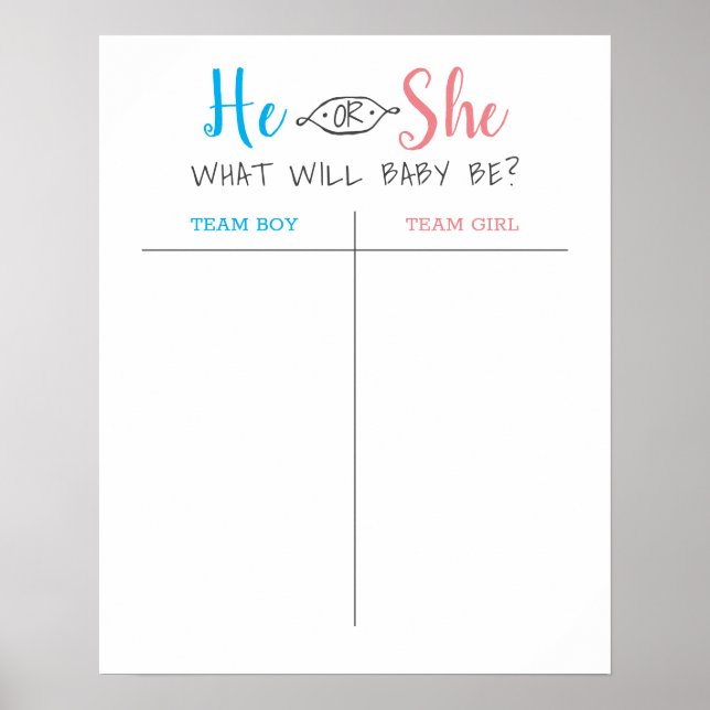 Er oder sie Baby Gender Reveal Guess Poster (Vorne)