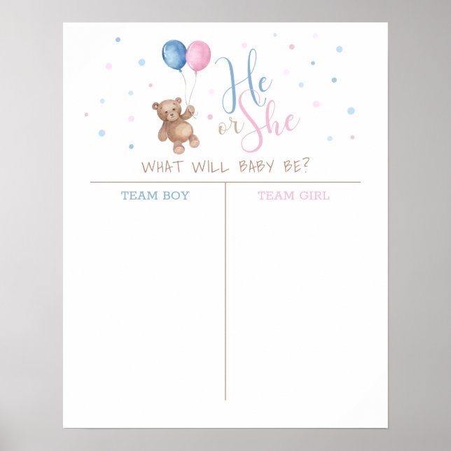 Er oder sie Baby Gender Reveal Guess Poster (Vorne)