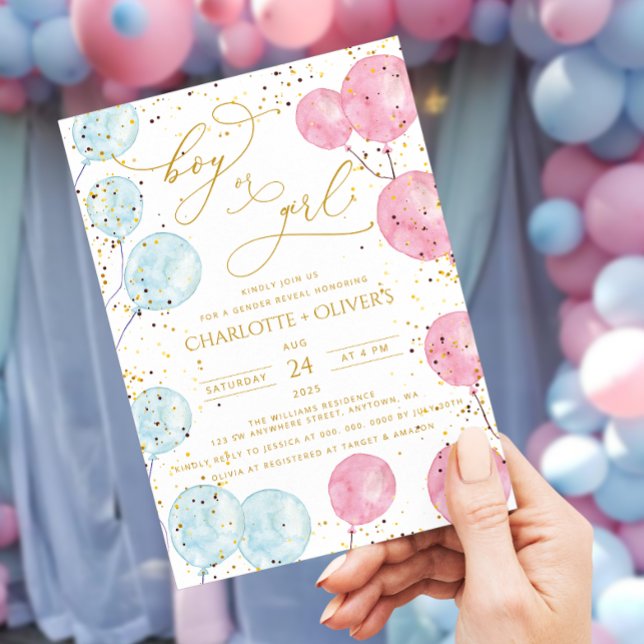 Er oder sie balloons Gender-Enthüllung Einladung (Von Creator hochgeladen)