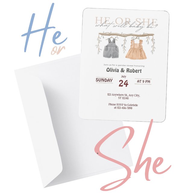 Er oder sie? Ein Spaß! Rosa und blaue Farbe Einladung (He or She? A Splash of Fun! Pink & Blue Watercolor Gender Reveal)