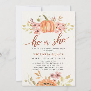 Er oder sie fallen Pumpkin Rustic Boho Gender-Offe Einladung