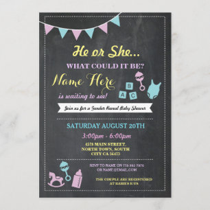 Er oder sie Geschlecht decken Babypartyeinladung Einladung