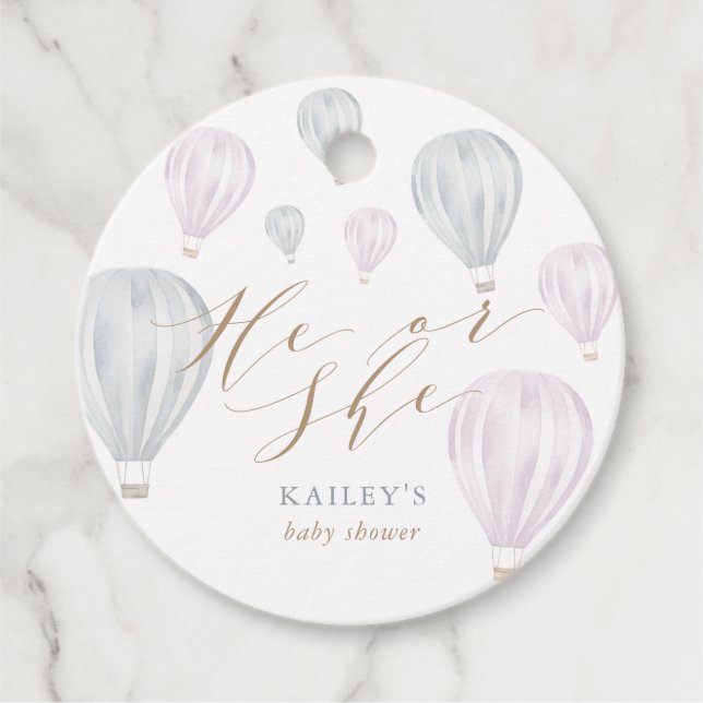 Er oder sie Geschlecht offenbaren Luftballon Babyd Geschenkanhänger (Vorderseite)