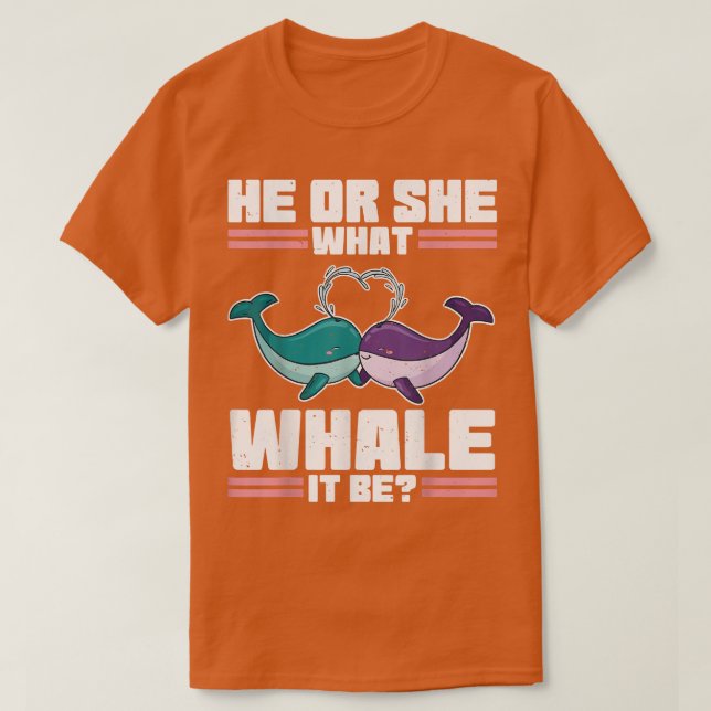 Er oder sie Geschlecht offenbaren Whale Pun Baby D T-Shirt (Design vorne)